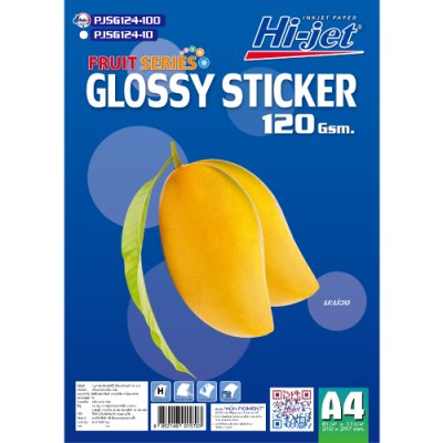 Hi-jet สติกเกอร์ผิวมัน Inkjet Fruit Series Glossy Sticker 120 แกรม A4 100 แผ่น