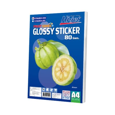 Hi-jet สติกเกอร์ผิวมัน Inkjet Fruit Series Glossy Sticker 80 แกรม A4