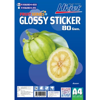 Hi-jet สติกเกอร์ผิวมัน Inkjet Fruit Series Glossy Sticker 80 แกรม A4