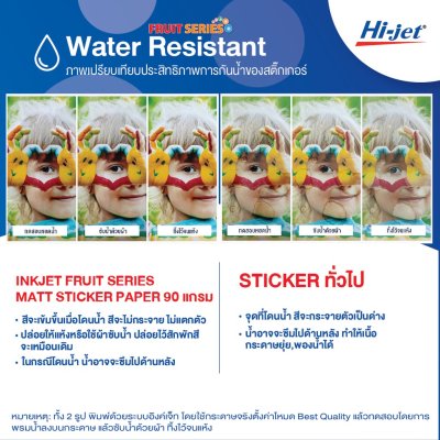 Hi-jet สติกเกอร์ผิวด้าน Inkjet Fruit Series Matt Sticker Paper 90 แกรม A4 100 แผ่น