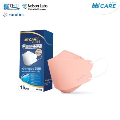 Hi-Care Plus 4 หน้ากากแบบ 3 มิติ หน้ากากอนามัยหนาพิเศษ แผ่นกรอง 4 ชิ้นชนิดคล้องหู