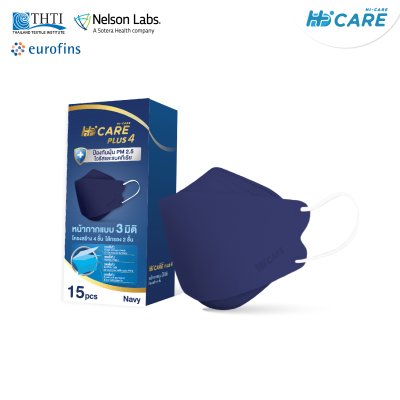 Hi-Care Plus 4 หน้ากากแบบ 3 มิติ หน้ากากอนามัยหนาพิเศษ แผ่นกรอง 4 ชิ้นชนิดคล้องหู