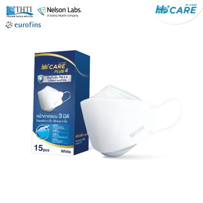 Hi-Care Plus 4 หน้ากากแบบ 3 มิติ หน้ากากอนามัยหนาพิเศษ แผ่นกรอง 4 ชิ้นชนิดคล้องหู