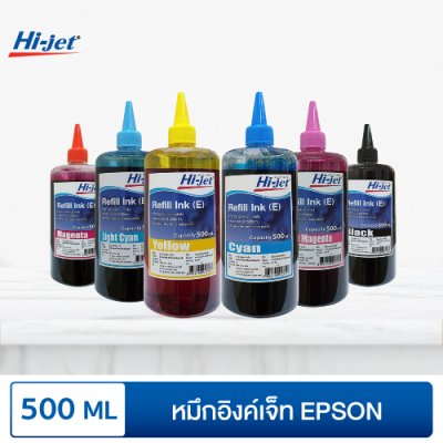 Hi-jet หมึกเติม Inkjet Refill Ink สำหรับแบรนด์ (EPSON) (เอปสัน) 500 ml. (เลือกสีได้)