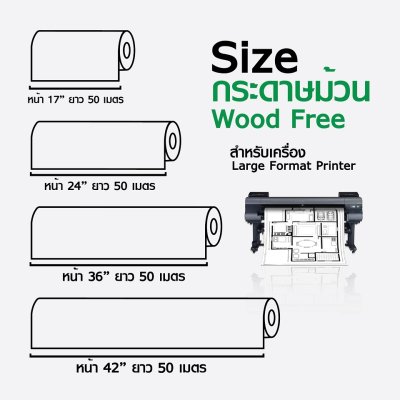 Hi-jet ฟอกขาว Woodfree Paper Inkjet 80 แกรม ไซส์ม้วน