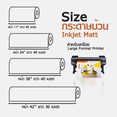 Hi-jet กระดาษอิงค์เจ็ท ผิวด้าน แบบม้วน Inkjet Matt Paper Roll 120 แกรม