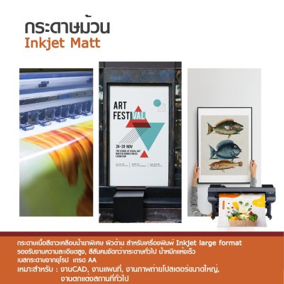 Hi-jet กระดาษอิงค์เจ็ท ผิวด้าน แบบม้วน Inkjet Matt Paper Roll 120 แกรม