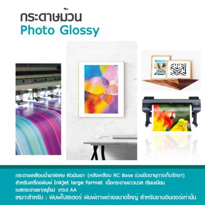 Hi-jet กระดาษอิงค์เจ็ท ผิวมัน เคลือบด้านหลังพิเศษ แบบม้วน Inkjet Glossy Paper Roll 190 แกรม