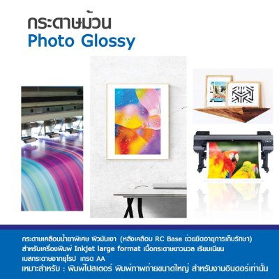 Hi-jet กระดาษอิงค์เจ็ท ผิวมัน เคลือบด้านหลังพิเศษ แบบม้วน Inkjet Glossy Paper Roll 270 แกรม
