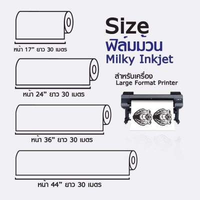 Hi-jet ฟิล์มอิงค์เจ็ท Milky Inkjet PET Film 125 ไมครอน ไซส์ม้วน