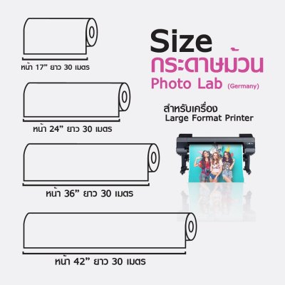 Hi-jet กระดาษโฟโต้ Inkjet Lab 190แกรม ไซต์ม้วน ยาว 30 เมตร