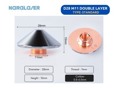 D28 Fiber Laser Nozzle Double Layer Sizes : 0.8-6.0mm