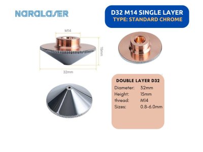 D32 Fiber Laser Nozzle Double Layer Sizes : 0.8-6.0mm