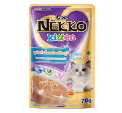 Nekko ลูกแมว ทูน่าครีมมี่ผสมคัตสึโอะบูชิ 70g.