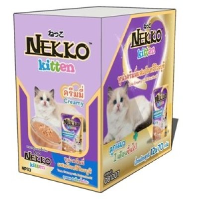 Nekko ลูกแมว ทูน่าครีมมี่ผสมคัตสึโอะบูชิ 12pcs.x70g.