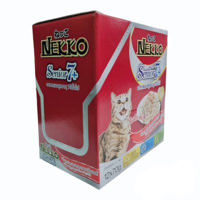 Nekko ซีเนียร์7+ ทูน่าหน้าปลาแซลม่อนในเยลลี่ 12pcs.x70g.