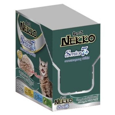 Nekko ซีเนียร์7+ ทูน่าหน้าเนื้อไก่ในเยลลี่ 12pcs.x70g.