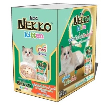 Nekko ลูกแมว ทูน่าหน้าเนื้อไก่ในน้ำเกรวี่ 12pcs.x70g.