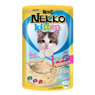 Nekko ลูกแมว ทูน่ามูสผสมนมแพะ 70g.