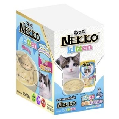 Nekko ลูกแมว ทูน่ามูสผสมนมแพะ 12pcs.x70g.