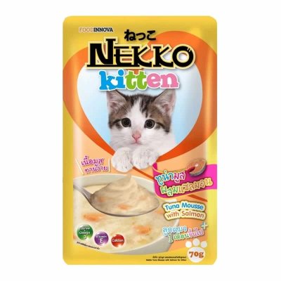 Nekko ลูกแมว ทูน่ามูสผสมแซลมอน 70g.