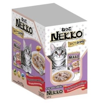 Nekko ทูน่าหน้าปลาทรายแดงในน้ำเกรวี่ 12pcs.x70g.