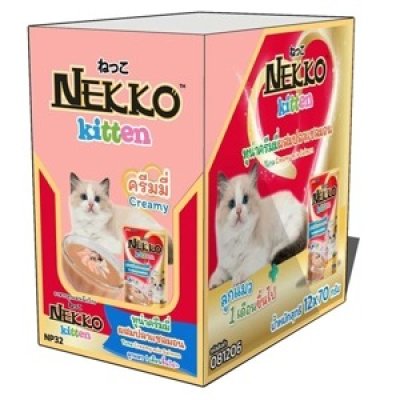 Nekko ลูกแมว ทูน่าครีมมี่ผสมปลาแซลมอน 12pcs.x70g.