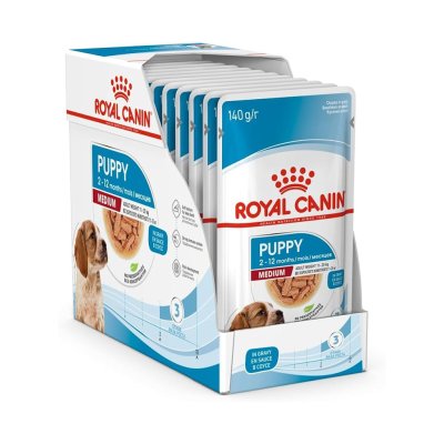 Royal Canin Medium Puppy Chunks in Gravy Pouch10pcs.x140g.[Pack]