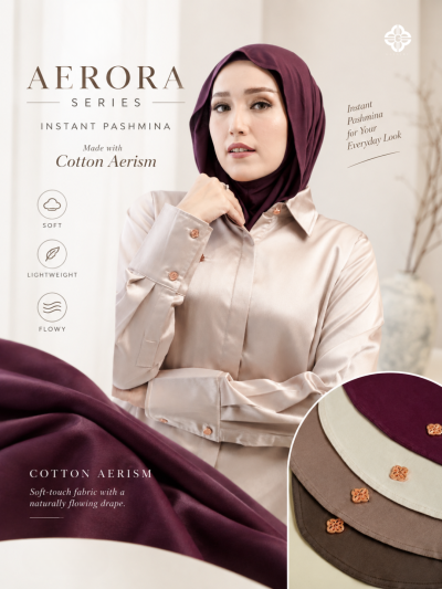 GAYATRI Aerora Series Pashmina Instan Hijab Instant Wanita Cotton Aerism Premium