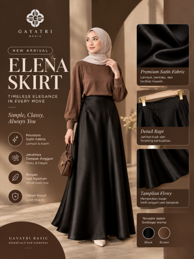 Rok Satin Wanita Panjang A-Line | Elena Skirt Gayatribasic