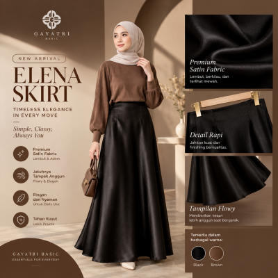 Rok Satin Wanita Panjang A-Line | Elena Skirt Gayatribasic