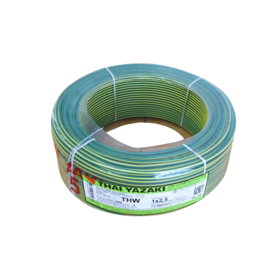 สายไฟ IEC01 THW (สีเขียวคาดเหลือง) - Yazaki
