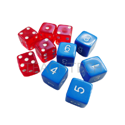 ลูกเต๋า 10 ลูก (ลูกเต๋า แบบจุดและตัวเลข อย่างละ 5 ลูก)