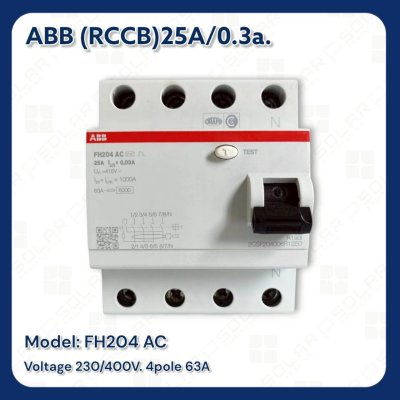 ABB เบรกเกอร์ป้องกันไฟฟ้ารั่ว ชนิด RCCB FH204 AC 25A/0.3a.