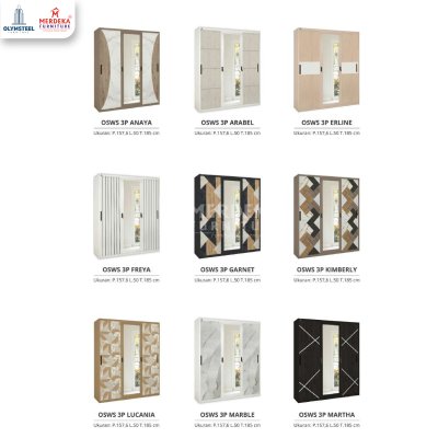Olymsteel OSWS 3P Marble – Lemari Sliding Besi