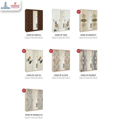 Olymsteel OSWS 3P Marble – Lemari Sliding Besi