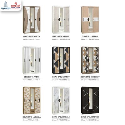 Olymsteel OSWS 3P1L Freya – Lemari Sliding Besi