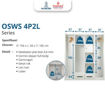 Olymsteel OSWS 4P2L LEAF 02 – Lemari Sliding Besi
