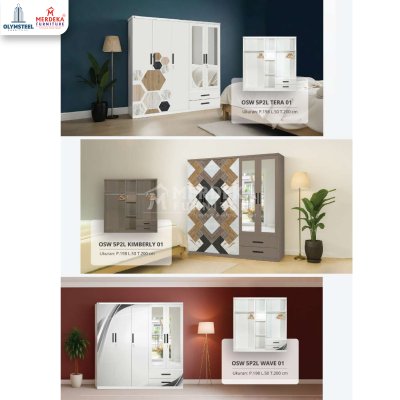 Olymsteel OSW 5P2L Marble – Lemari Sliding Besi