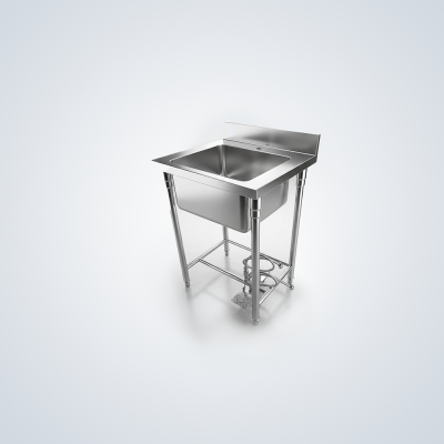 Freestanding Stainless Steel Single Bowl Sink with Foot Pedal Control and Backsplash