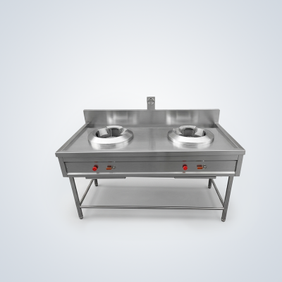 Freestanding Stainless Steel Dual Raised Ring Station with Backsplash and Faucet Mount