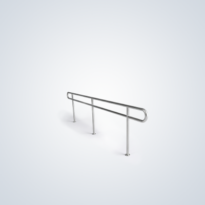 Freestanding Stainless Steel Double Tubular Railing Barrier with Loop End and Floor Flanges
