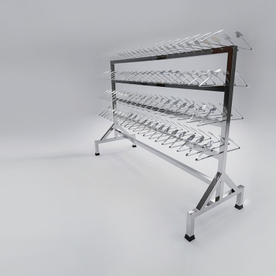 Industrial Stainless Steel Boot Rack with Multi-Prong Holders