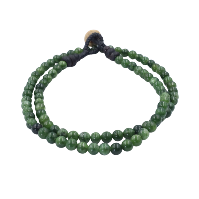 Real Nephrite Jade 6mm stone necklace with coconut button