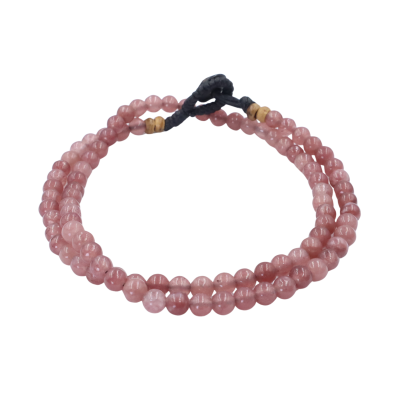 Real Strawberry Quartz 6mm necklace with coconut button