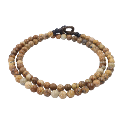 Real Picture Jasper 6mm stone necklace with coconut button
