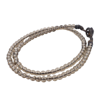 Real Smokey Quartz 6mm necklace with coconut button