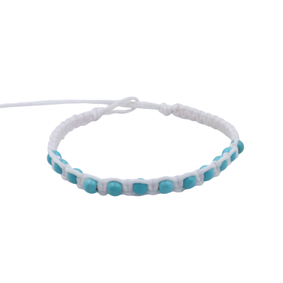 Macrame bracelet with 4mm dyed blue turqouise beads