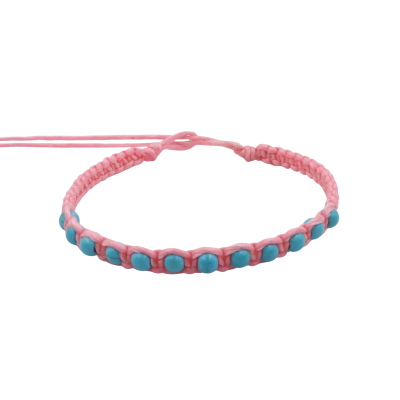 Macrame bracelet with 4mm dyed blue turqouise