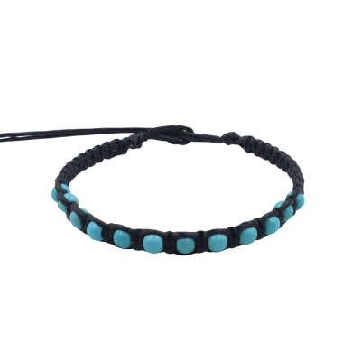 Macrame bracelet with 4mm dyed blue turqouise